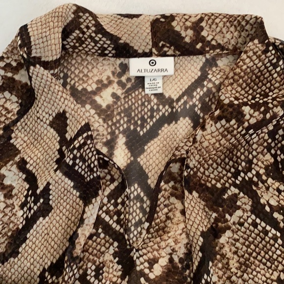 Altuzarra x Target | Snakeskin Pattern Sheer Front Bow Long Sleeve Blouse (L) - Picture 10 of 16